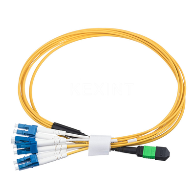 Żółty 8-rdzeniowy kabel światłowodowy MPO MTP do 4 LC Duplex SM KEXINT FTTH / FTTX