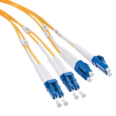 Żółty 8-rdzeniowy kabel światłowodowy MPO MTP do 4 LC Duplex SM KEXINT FTTH / FTTX